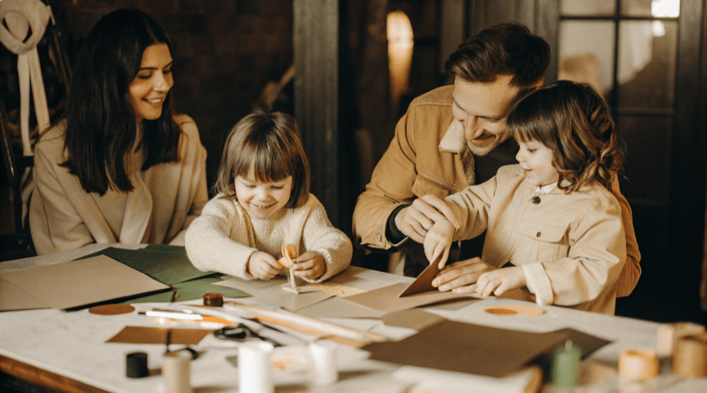 Additional Craft Activities A family engaging in various crafting activities together.