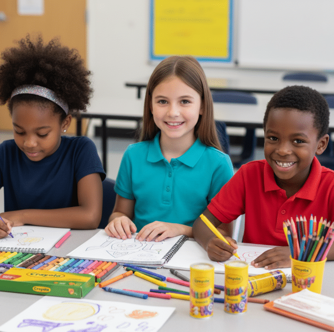 Back to School with Crayola Kids using Crayola products for back-to-school creativity.