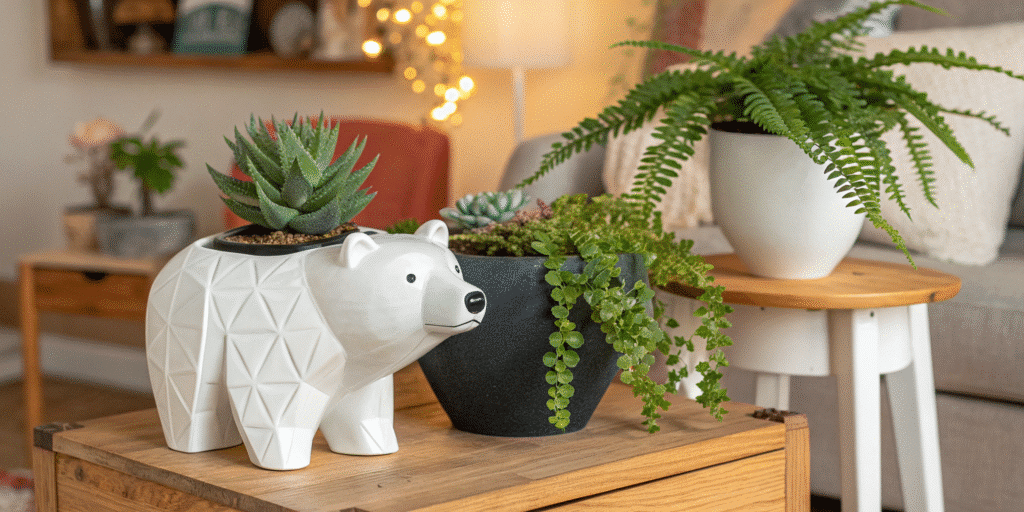 Bear Planters Home Decor Creative ideas for using bear planters in home decor.