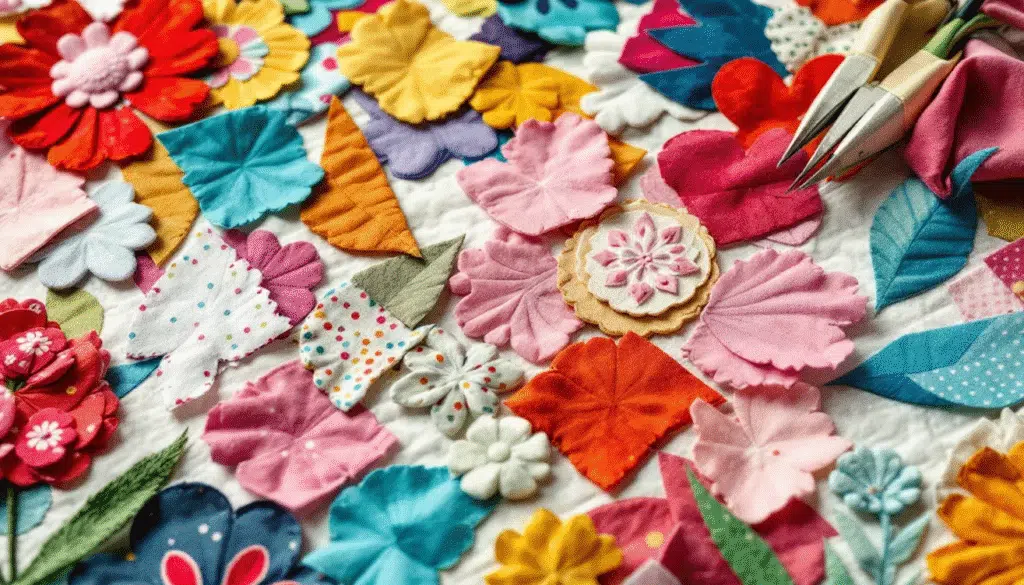 Cutting and assembling pieces for appliqué.