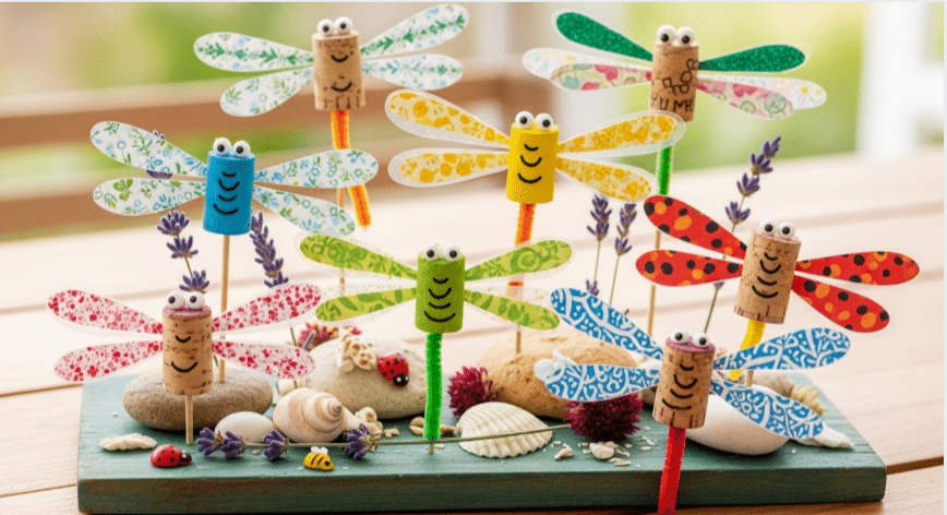 Fun Summer Craft Cork Dragonflies A fun summer craft project featuring cork dragonflies.
