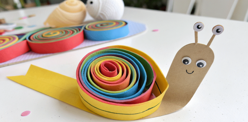 Rolled Paper Snail Craft A creative rolled paper snail craft, demonstrating an easy snail craft for kids.