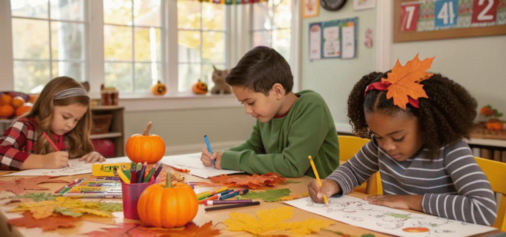 Seasonal Activities Crafts Children enjoying seasonal activities with Crayola products.