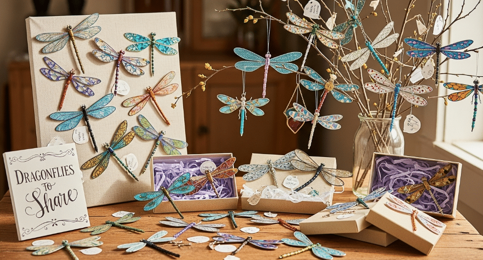 Sharing and Displaying Beautiful Dragonflies Beautiful dragonflies displayed creatively for sharing.