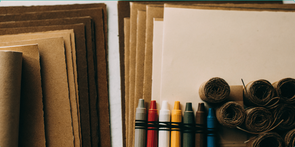 Simple Craft Supplies for Kids A collection of simple craft supplies for kids, including construction paper, glue sticks, and crayons.