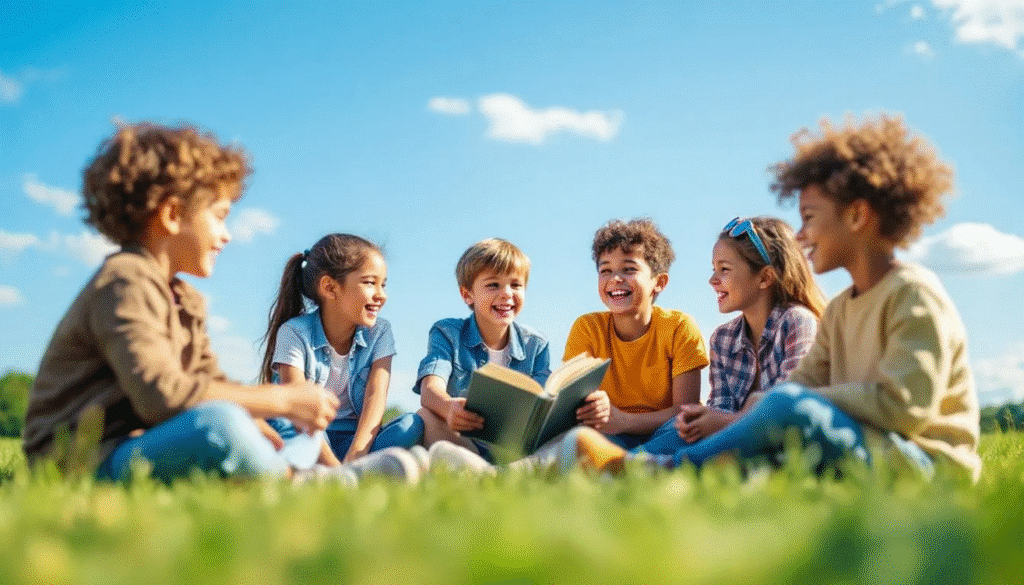 The image depicts children engaged in imaginative play, using everyday objects as props to create a make-believe world filled with adventure. Through creative activities like storytelling and dress-up, they explore different roles and ideas, enhancing their problem-solving skills and nurturing their creativity.