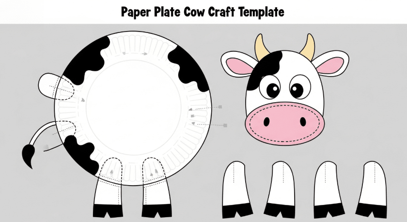 Download Your Free Cow Template A printable template for a paper plate cow craft.