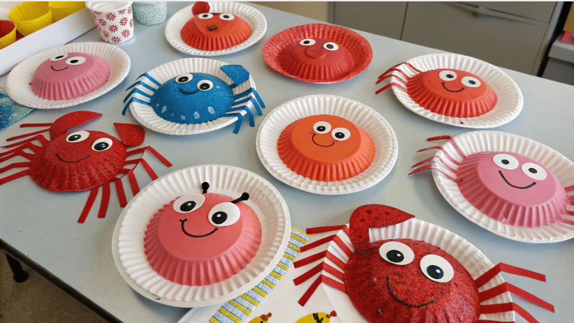 Fun Variations Of Crab Crafts Different variations of crab crafts created by kids.