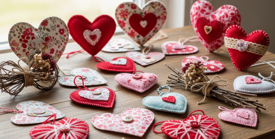 Heart Crafts Love heart crafts of different designs and colors.