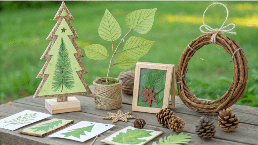 Nature-Inspired Tree Crafts Nature-inspired tree crafts made from natural materials, demonstrating creativity and artistic expression.
