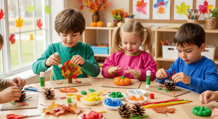 Seasonal 3D art activities in a preschool setting.