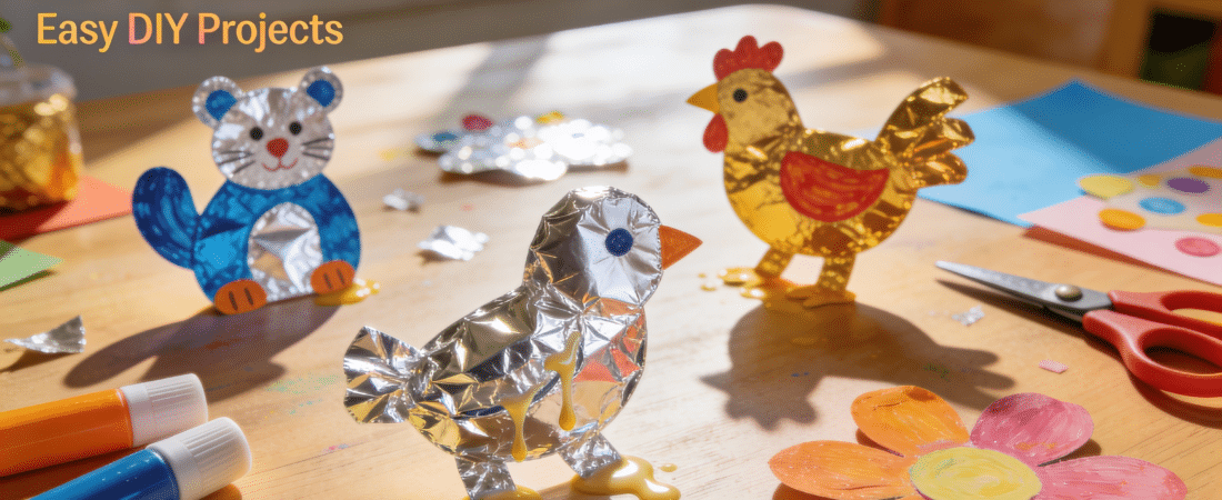 Aluminum animal crafts on a table.