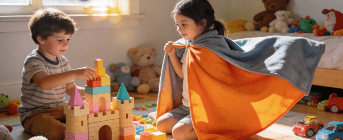 Children playing using imagination.