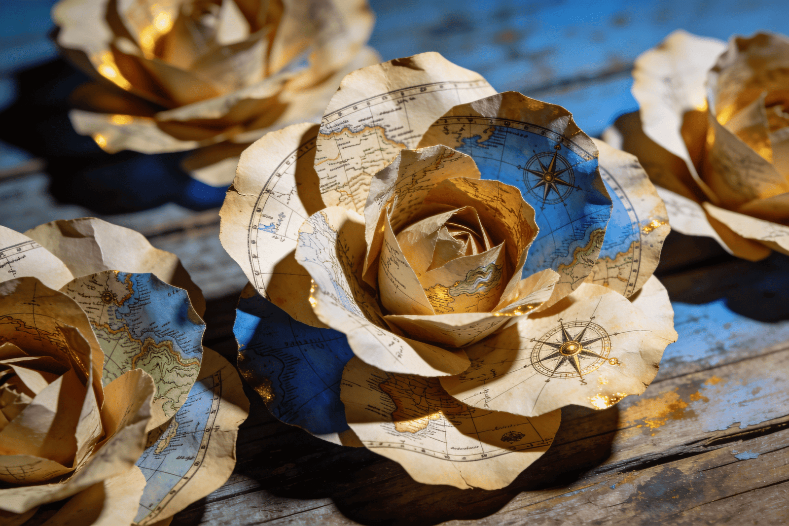 Map Paper Flowers
