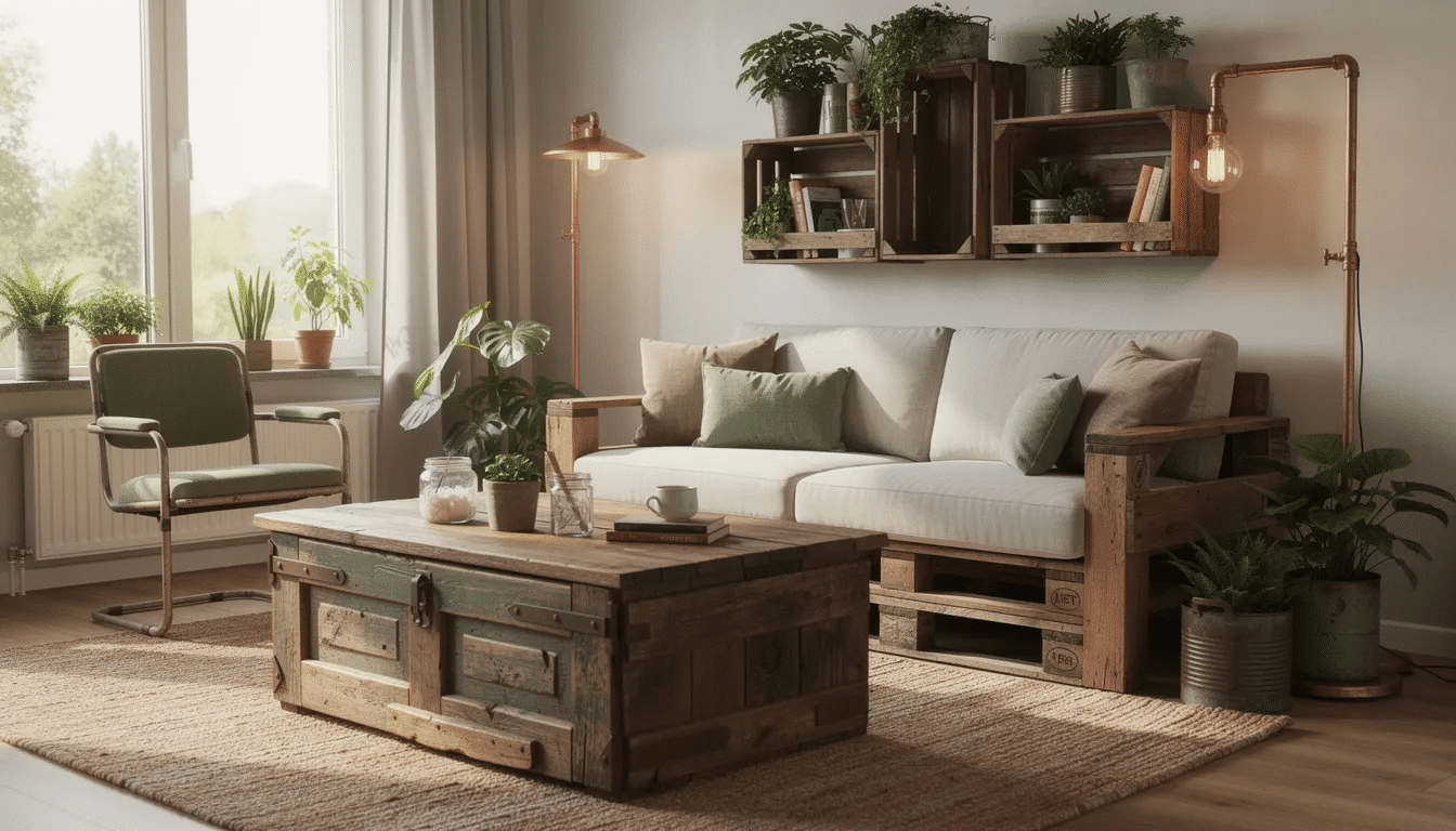 The image showcases a beautifully upcycled coffee table made from an old wooden dresser, featuring a fresh coat of chalk paint and new hardware that adds character. This unique piece of furniture exemplifies the art of upcycling, giving new life to existing furniture while reducing waste and enhancing home decor.