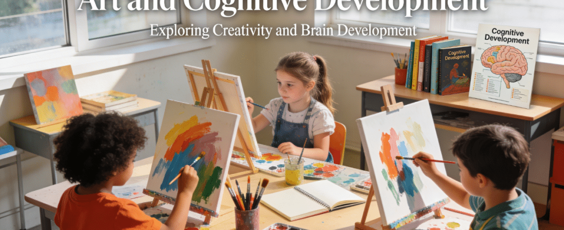 Art and Cognitive Development Children crafts in a classroom.