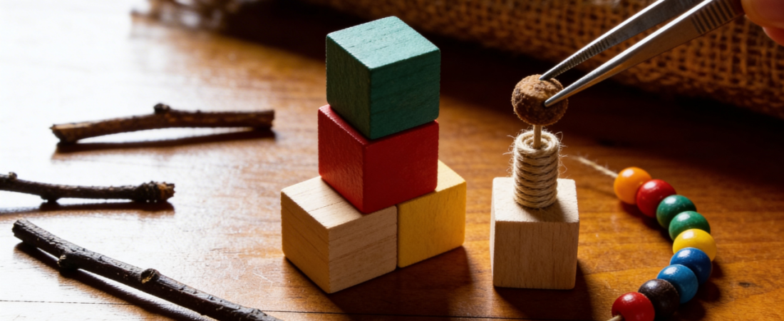 Fine motor activity on a a table.
