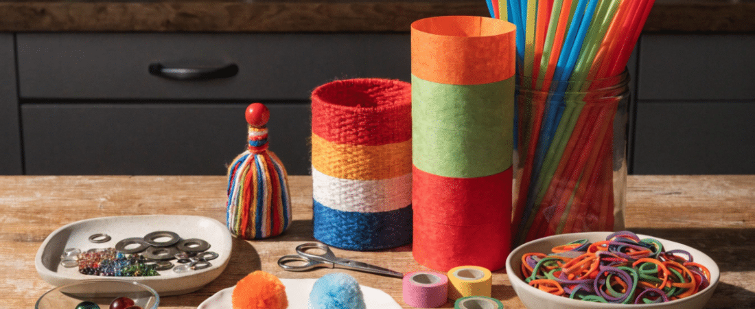 Family craft kit on a table.