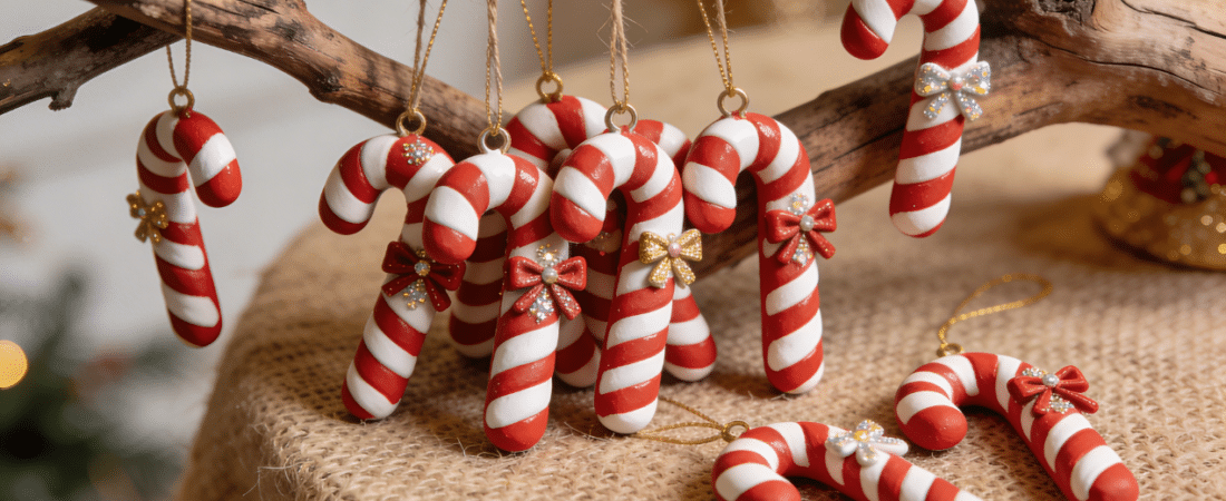 Homemade candy cane on a table.