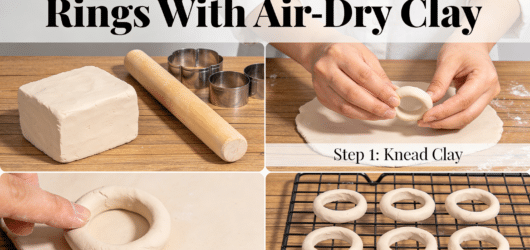 A step by step image of How to Make Clay Rings With Air-Dry Clay.