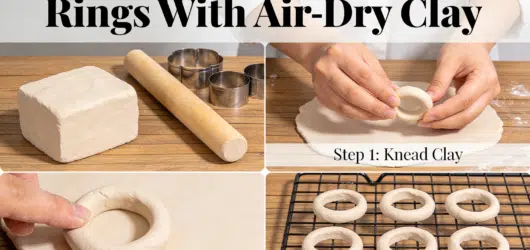 A step by step image of How to Make Clay Rings With Air-Dry Clay.