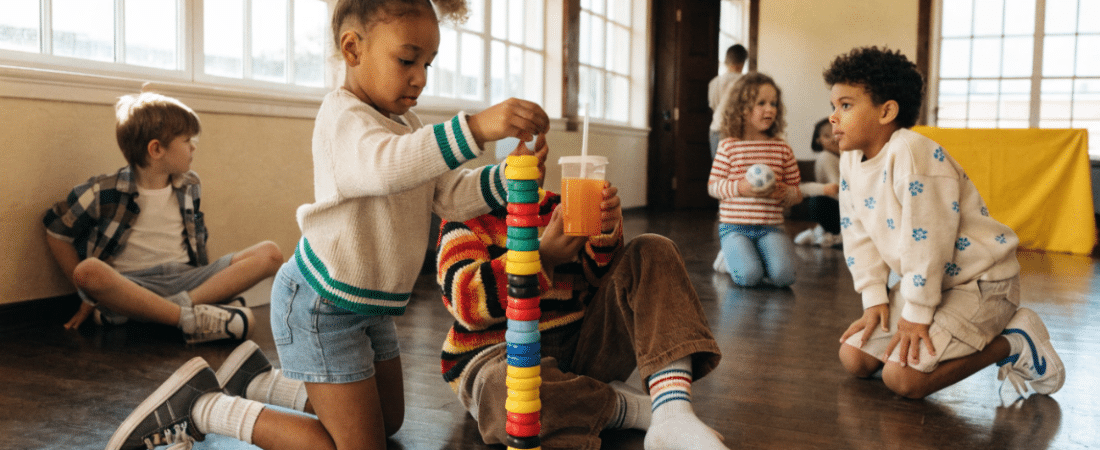 Kids playing with activities.
