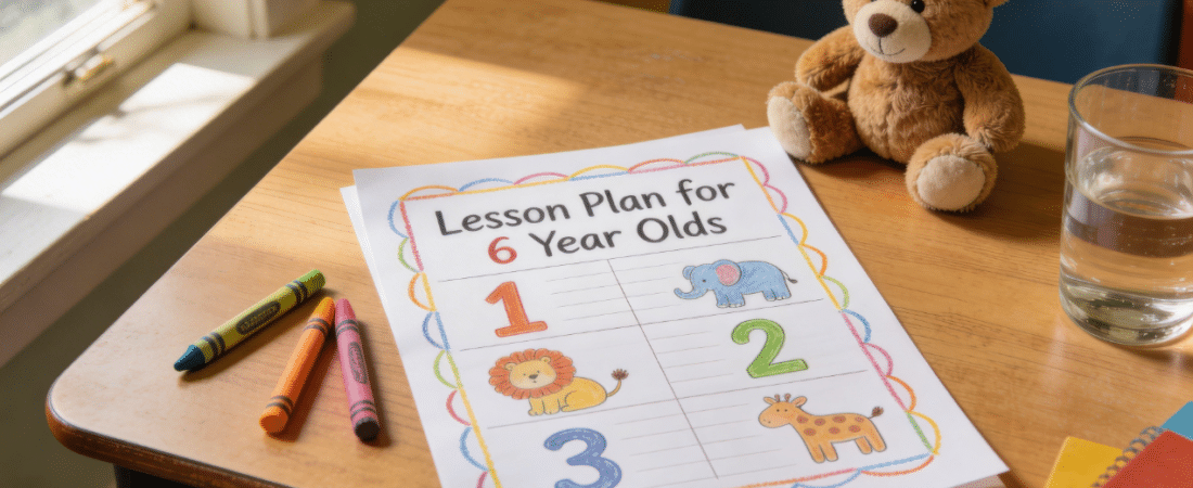Lesson Plan for 6 Year Olds A lesson plan for 6 year old on a table.