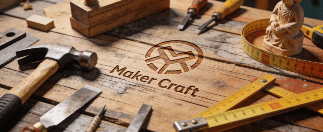 Maker Craft A wooden maker craft table.