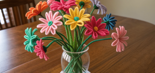 Pipe Cleaner Flowers in a vase.