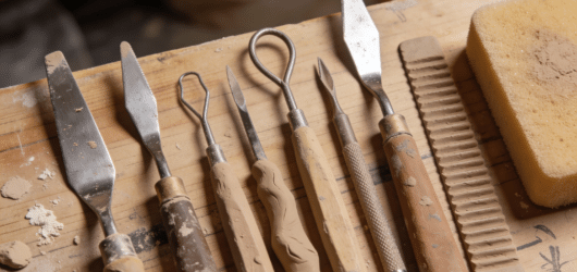Clay tools on a table.