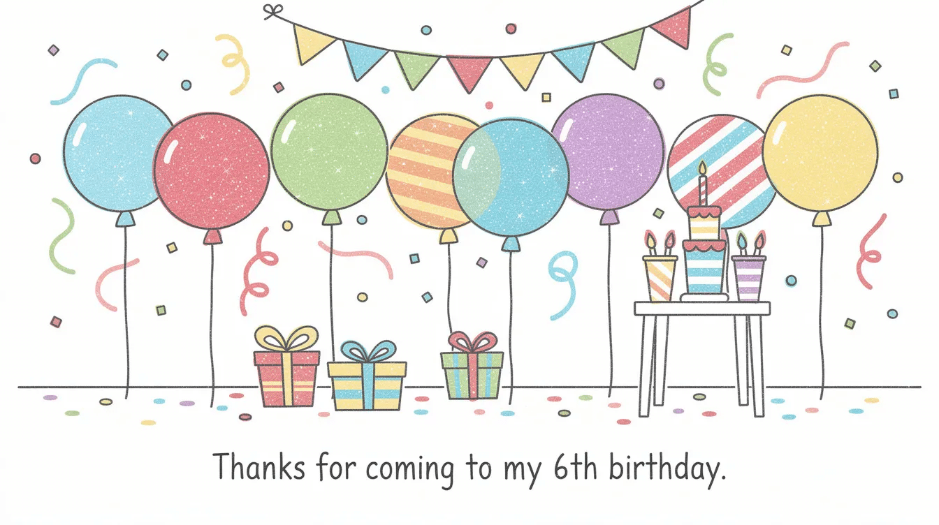 3c14ab04-9aed-4248-bcac-06fafb385fc5 The image features a colorful arrangement of simple balloon circles with strings, embellished with bright multi-color glitter. It includes a cheerful message that reads,