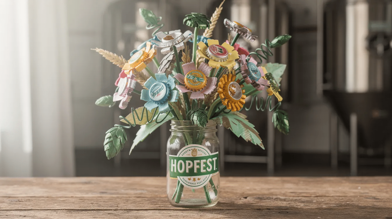 f8f768f9-a8a0-4e15-8bcb-8c9af28c137d The image showcases a vibrant hopfest recycled spring bouquet made from colorful spring flowers arranged in repurposed egg cartons, adorned with a cheerful ribbon. This creative craft project emphasizes the joy of reusing materials to create unique gifts or decorations for the season.